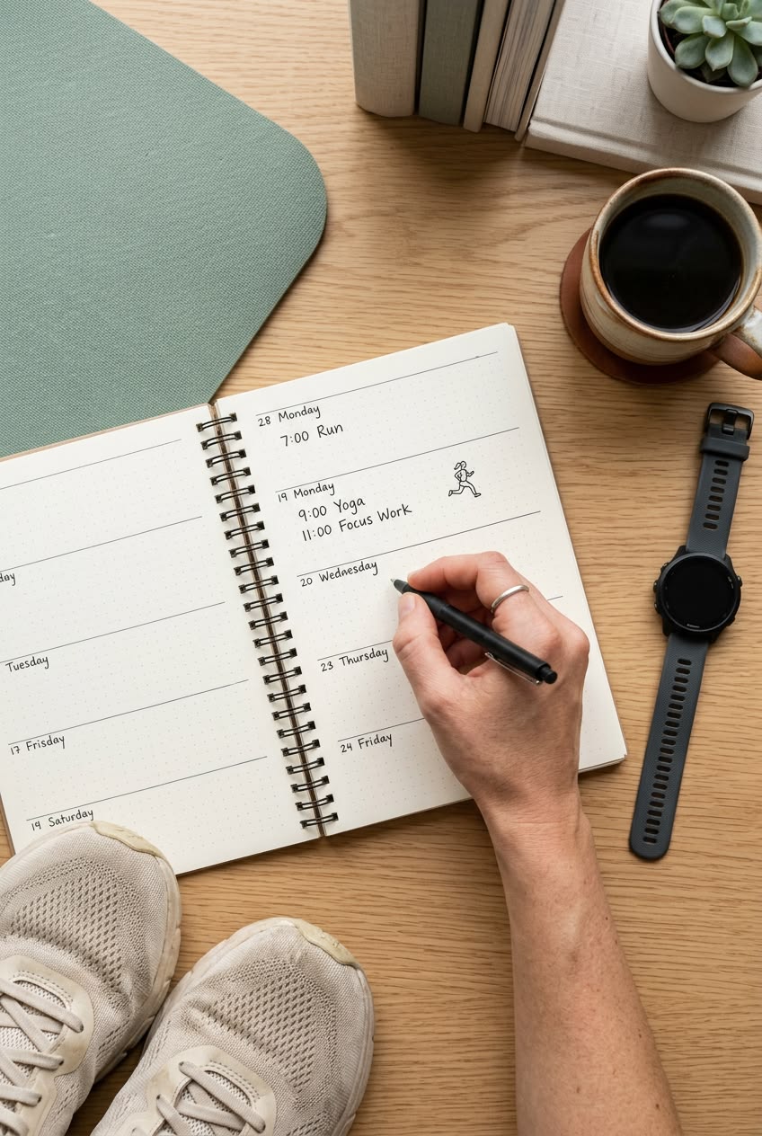 Illustration representing a one-on-one guidance session overview for training habit planning